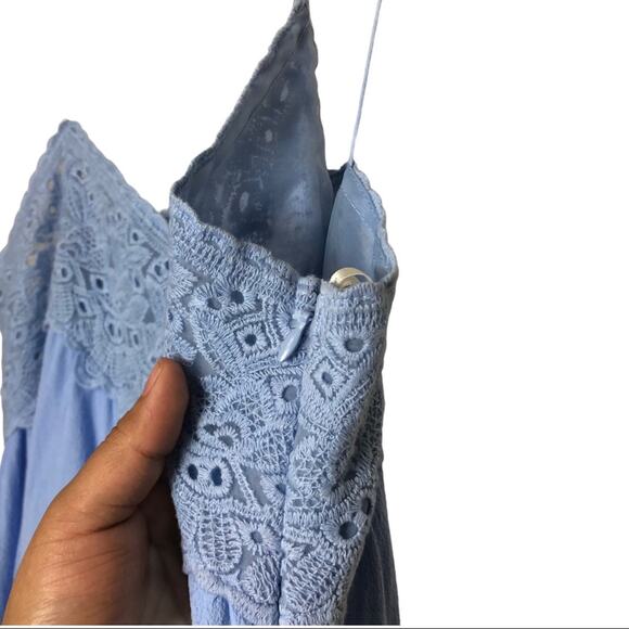 JOA Womens Dress Size M Blue Laces You'll Go Periwinkle Lace Mini Short Casual - Picture 8 of 12